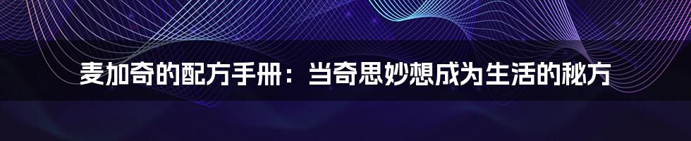 麦加奇的配方手册：当奇思妙想成为生活的秘方