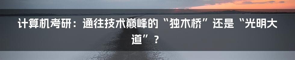 计算机考研：通往技术巅峰的“独木桥”还是“光明大道”？