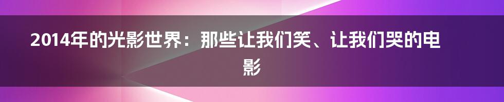 2014年的光影世界：那些让我们笑、让我们哭的电影