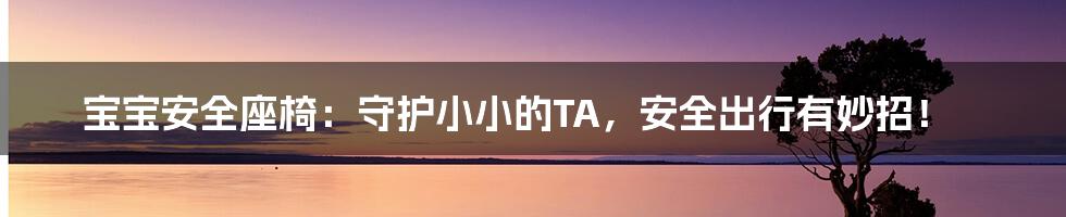 宝宝安全座椅：守护小小的TA，安全出行有妙招！