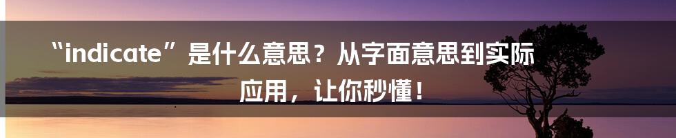 “indicate”是什么意思？从字面意思到实际应用，让你秒懂！