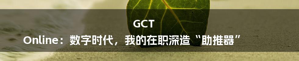 GCT Online：数字时代，我的在职深造“助推器”
