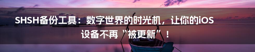 SHSH备份工具：数字世界的时光机，让你的iOS设备不再“被更新”！