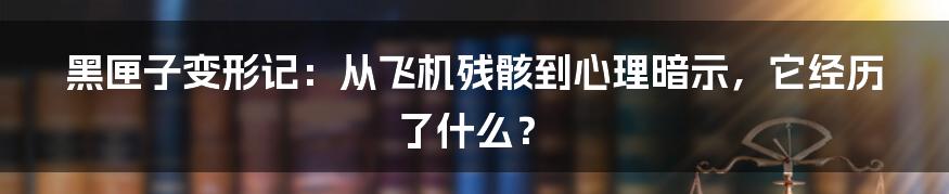 黑匣子变形记：从飞机残骸到心理暗示，它经历了什么？