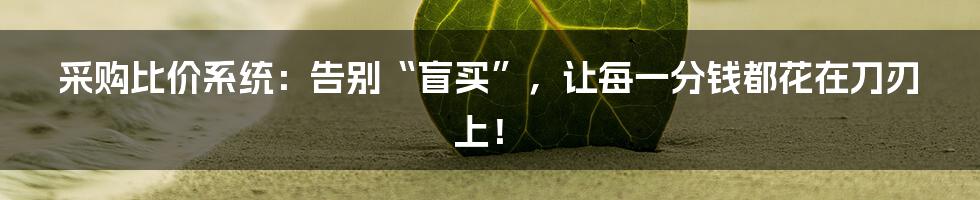 采购比价系统：告别“盲买”，让每一分钱都花在刀刃上！
