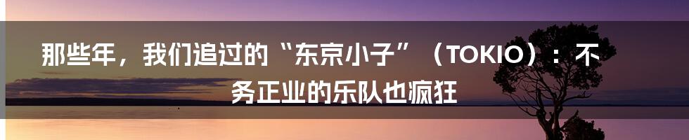 那些年，我们追过的“东京小子”（TOKIO）：不务正业的乐队也疯狂