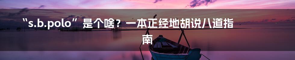 “s.b.polo”是个啥？一本正经地胡说八道指南