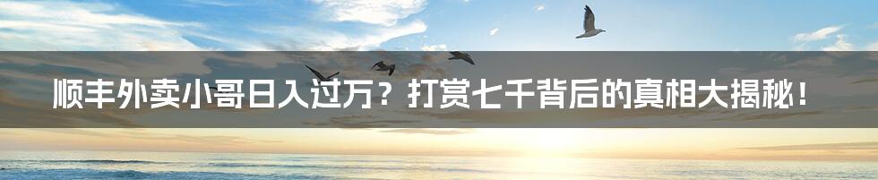 顺丰外卖小哥日入过万？打赏七千背后的真相大揭秘！