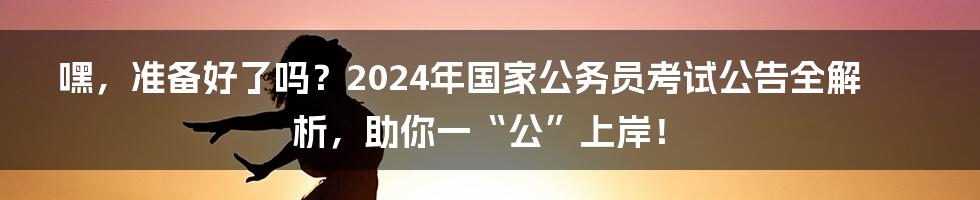 嘿，准备好了吗？2024年国家公务员考试公告全解析，助你一“公”上岸！