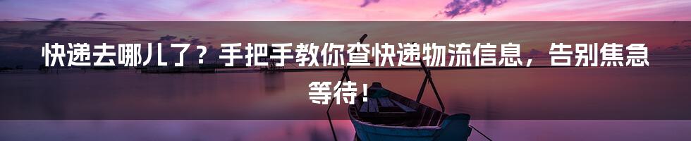 快递去哪儿了？手把手教你查快递物流信息，告别焦急等待！