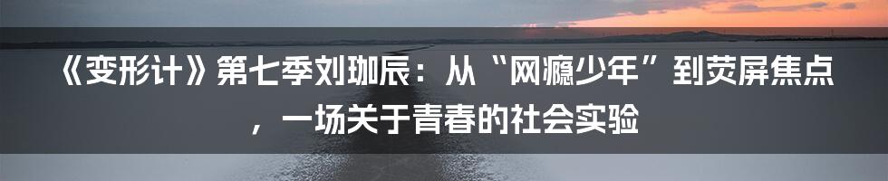 《变形计》第七季刘珈辰：从“网瘾少年”到荧屏焦点，一场关于青春的社会实验