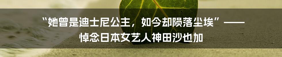 “她曾是迪士尼公主，如今却陨落尘埃”—— 悼念日本女艺人神田沙也加