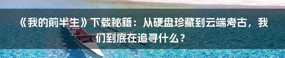 《我的前半生》下载秘籍：从硬盘珍藏到云端考古，我们到底在追寻什么？
