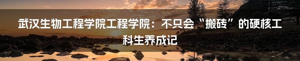 武汉生物工程学院工程学院：不只会“搬砖”的硬核工科生养成记