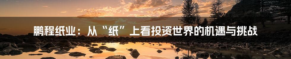 鹏程纸业：从“纸”上看投资世界的机遇与挑战