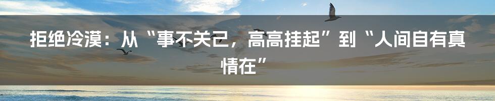 拒绝冷漠：从“事不关己，高高挂起”到“人间自有真情在”