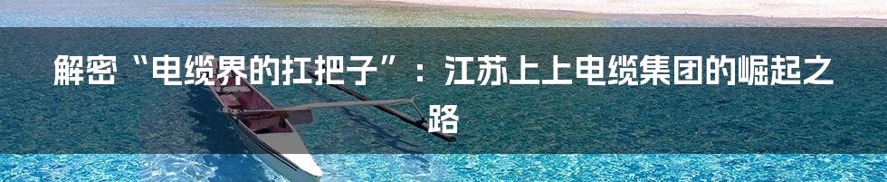 解密“电缆界的扛把子”：江苏上上电缆集团的崛起之路