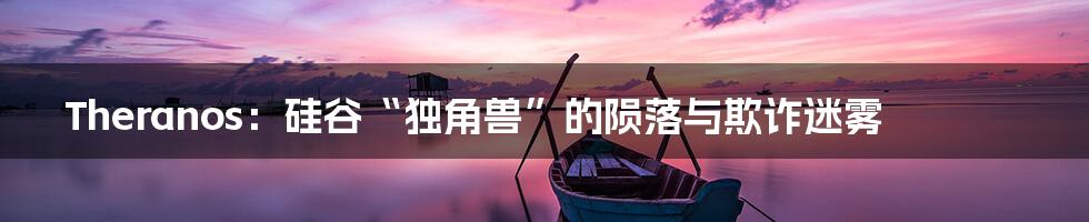 Theranos：硅谷“独角兽”的陨落与欺诈迷雾