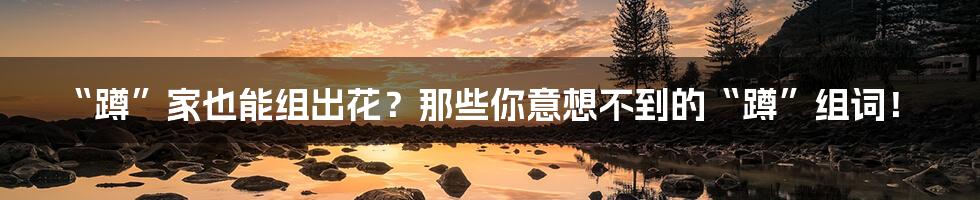 “蹲”家也能组出花？那些你意想不到的“蹲”组词！