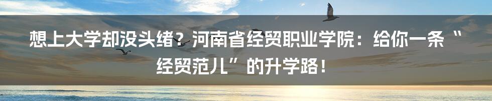 想上大学却没头绪？河南省经贸职业学院：给你一条“经贸范儿”的升学路！