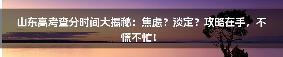 山东高考查分时间大揭秘：焦虑？淡定？攻略在手，不慌不忙！