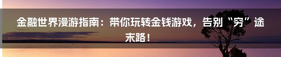 金融世界漫游指南：带你玩转金钱游戏，告别“穷”途末路！