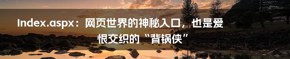 Index.aspx：网页世界的神秘入口，也是爱恨交织的“背锅侠”