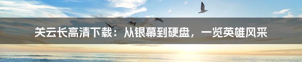 关云长高清下载：从银幕到硬盘，一览英雄风采
