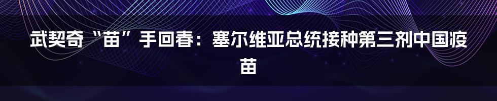 武契奇“苗”手回春：塞尔维亚总统接种第三剂中国疫苗