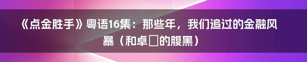 《点金胜手》粤语16集：那些年，我们追过的金融风暴（和卓彧的腹黑）