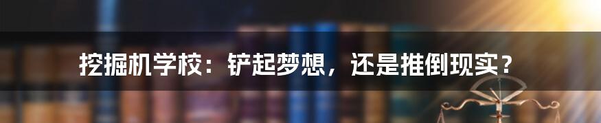 挖掘机学校：铲起梦想，还是推倒现实？