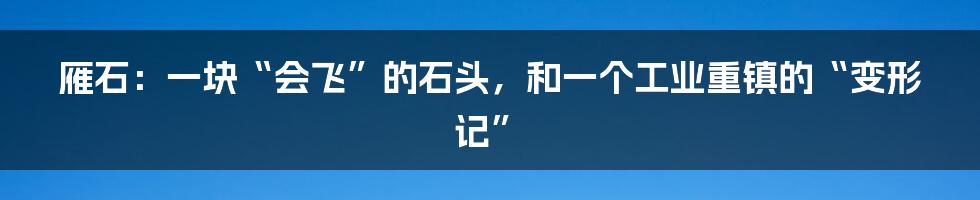 雁石：一块“会飞”的石头，和一个工业重镇的“变形记”