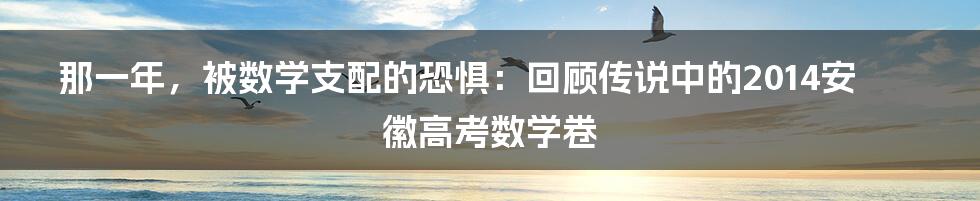 那一年，被数学支配的恐惧：回顾传说中的2014安徽高考数学卷