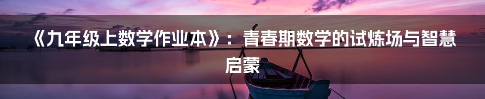《九年级上数学作业本》：青春期数学的试炼场与智慧启蒙