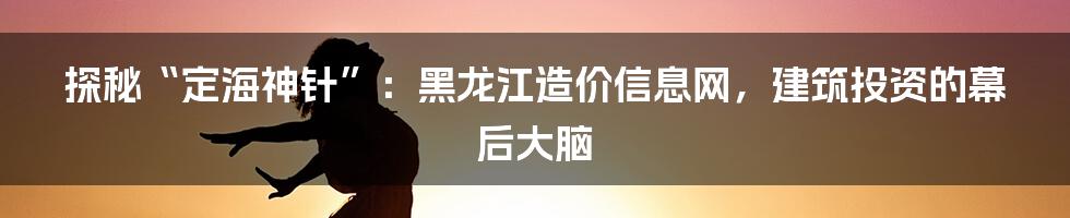 探秘“定海神针”：黑龙江造价信息网，建筑投资的幕后大脑