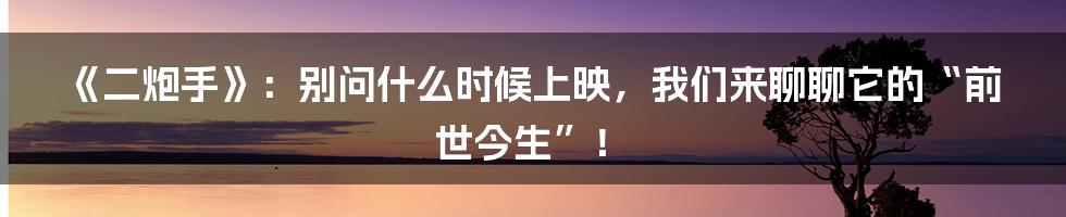 《二炮手》：别问什么时候上映，我们来聊聊它的“前世今生”！