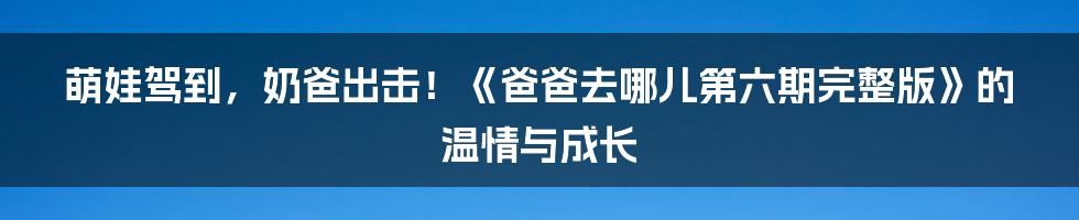 萌娃驾到，奶爸出击！《爸爸去哪儿第六期完整版》的温情与成长
