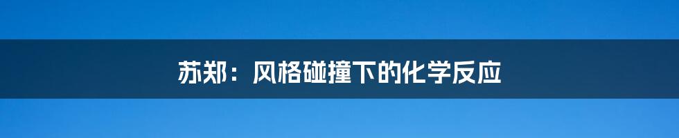 苏郑：风格碰撞下的化学反应