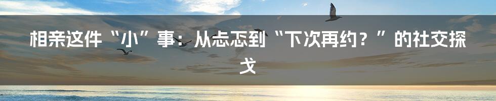 相亲这件“小”事：从忐忑到“下次再约？”的社交探戈