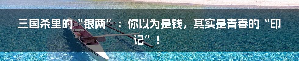 三国杀里的“银两”：你以为是钱，其实是青春的“印记”！