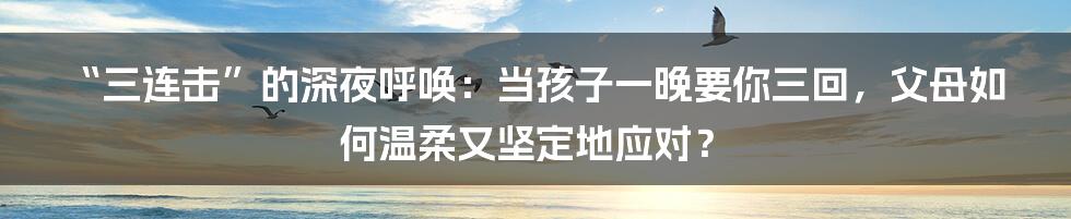 “三连击”的深夜呼唤：当孩子一晚要你三回，父母如何温柔又坚定地应对？