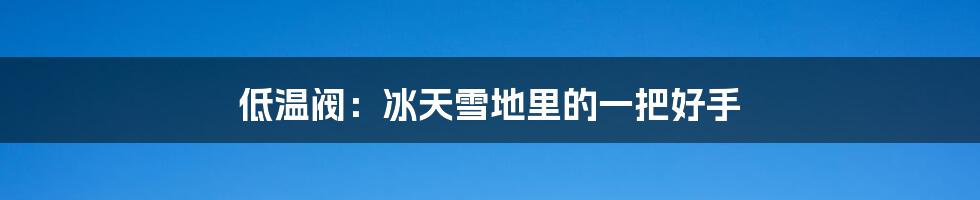 低温阀：冰天雪地里的一把好手