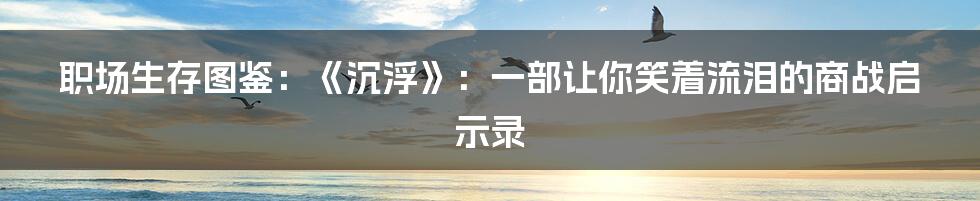 职场生存图鉴：《沉浮》：一部让你笑着流泪的商战启示录