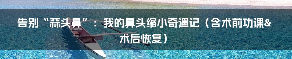 告别“蒜头鼻”：我的鼻头缩小奇遇记（含术前功课&术后恢复）