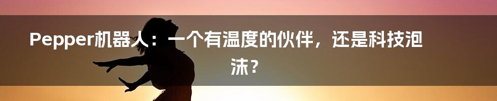 Pepper机器人：一个有温度的伙伴，还是科技泡沫？