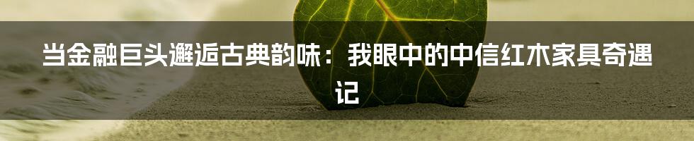 当金融巨头邂逅古典韵味：我眼中的中信红木家具奇遇记