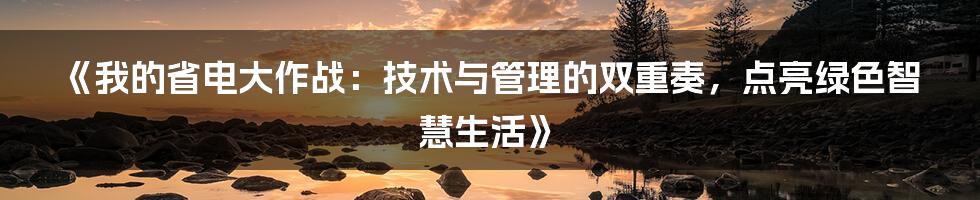 《我的省电大作战：技术与管理的双重奏，点亮绿色智慧生活》
