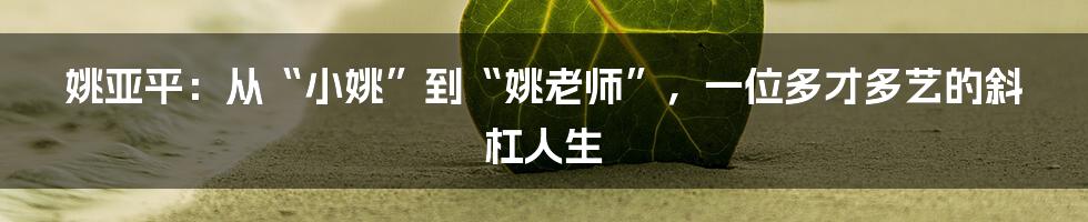 姚亚平：从“小姚”到“姚老师”，一位多才多艺的斜杠人生