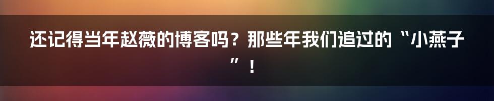 还记得当年赵薇的博客吗？那些年我们追过的“小燕子”！