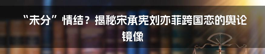 “未分”情结？揭秘宋承宪刘亦菲跨国恋的舆论镜像
